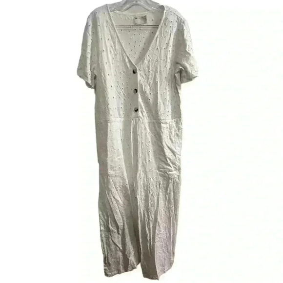 ASOS Women's White Broderie Jumpsuit Size 8 Button Front - Picture 2 of 10